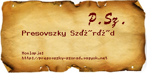 Presovszky Szórád névjegykártya